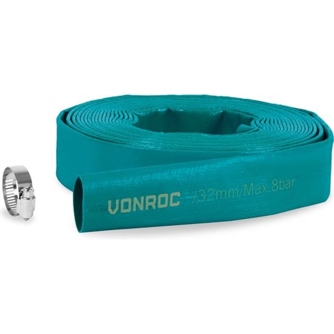 VONROC Dompelpomp afvoerslang - Persslang - Plat – Universeel - 10m x 32mm