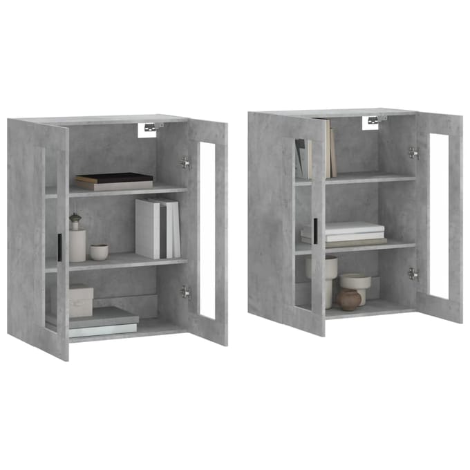 vidaXL - Hangkasten - 2 - st - bewerkt - hout - betongrijs