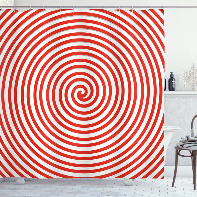 ABAKUHAUS Douchegordijn – 175x240 cm – Wit-Rood, 100% Polyester