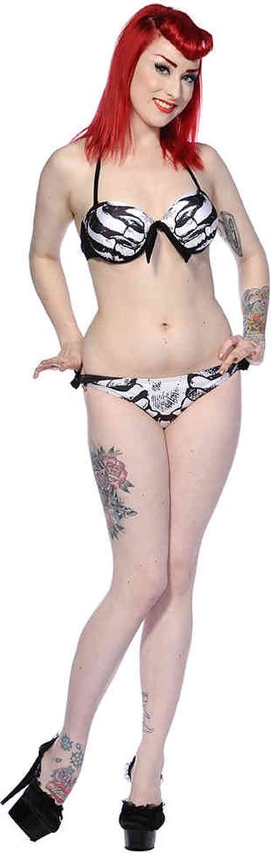 Banned - Black Ribcage Bikinibroekje - S - Zwart