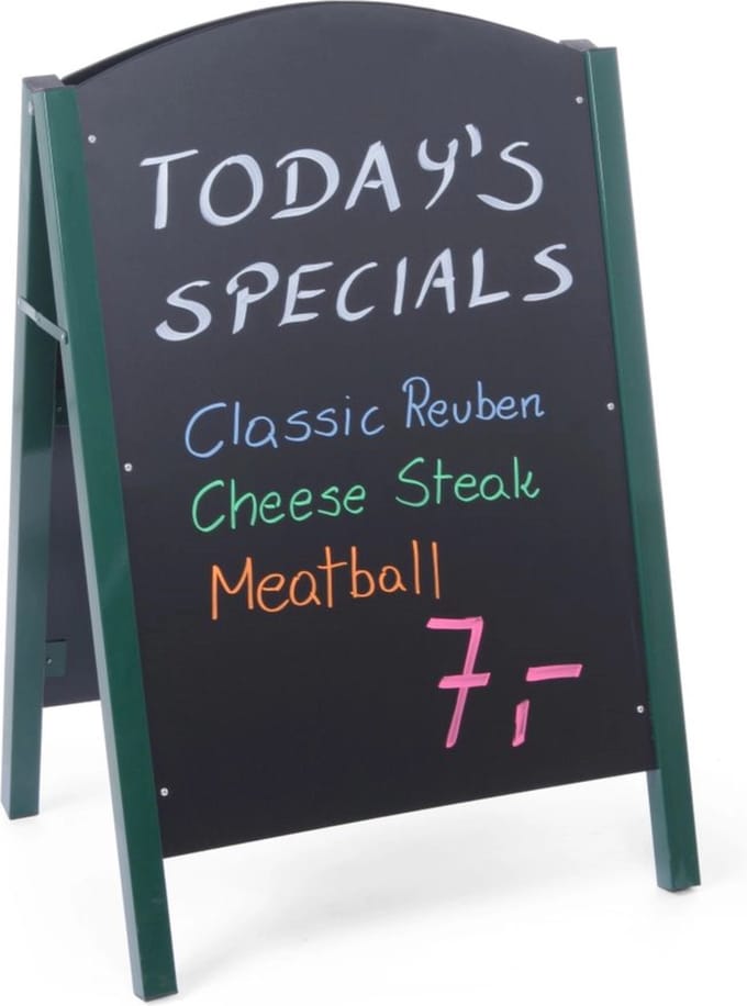 Panneau publicitaire menu autoportant pour restaurant 700x1100mm - hendi 664100