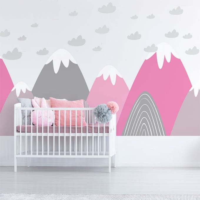 Kinderstickers van Scandinavische bergen van Elika, 100 x 150 cm