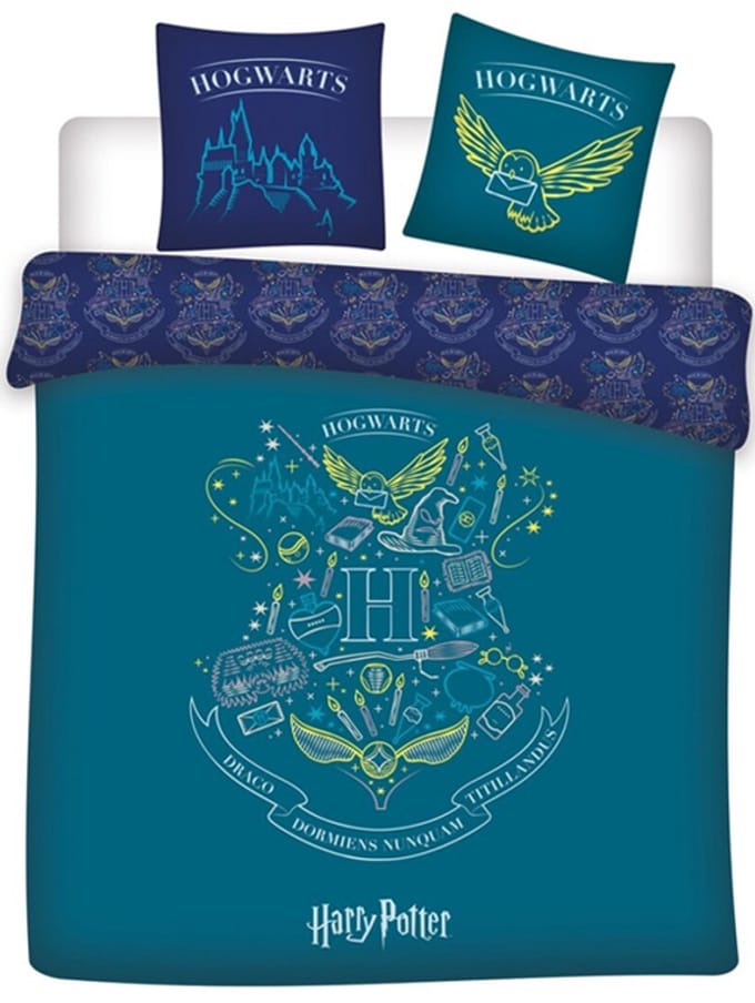 Harry Potter Dekbedovertrek groen/ turquoise – Polyester