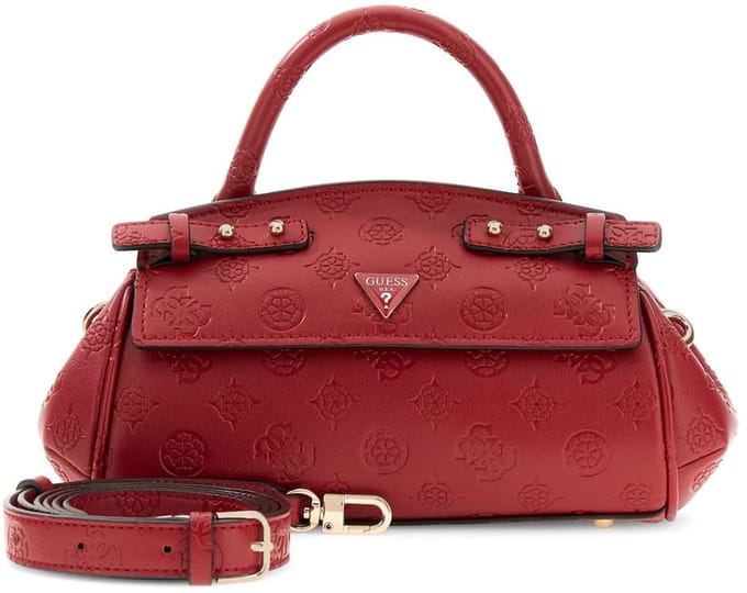 GUESS handtas schoudertas Diana Mini Top Handle Flap Dark Cherry Logo rood