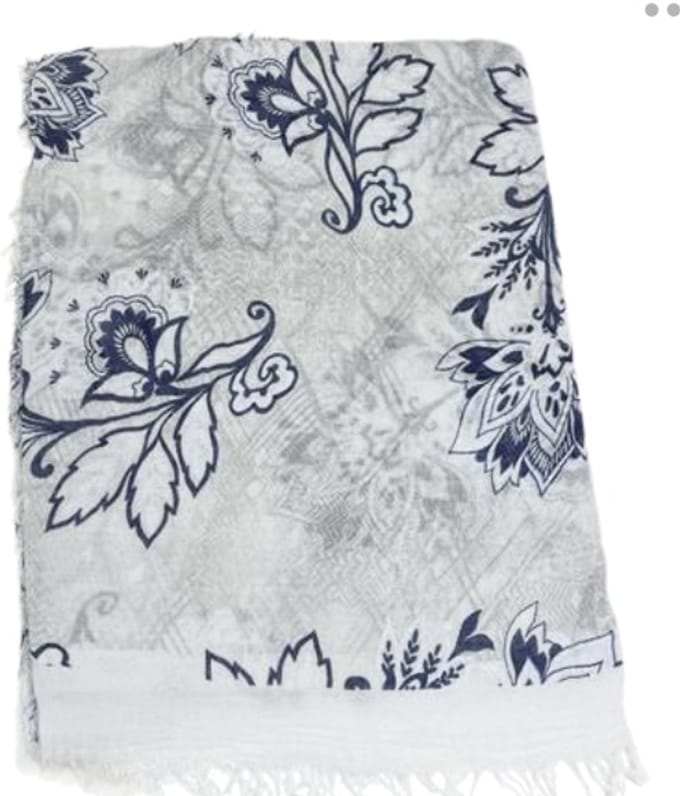 Lange Sjaal - 100% Bamboe - Print - (3802) Wit/Grijs