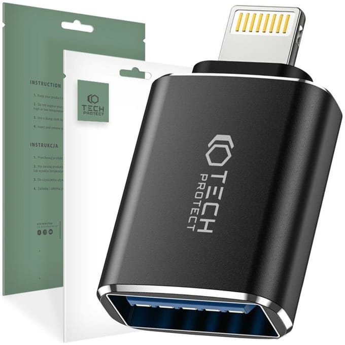 Tech-Protect UltraBoost Lightning (Male) / USB-A ( USB hub - 1 - Zwart