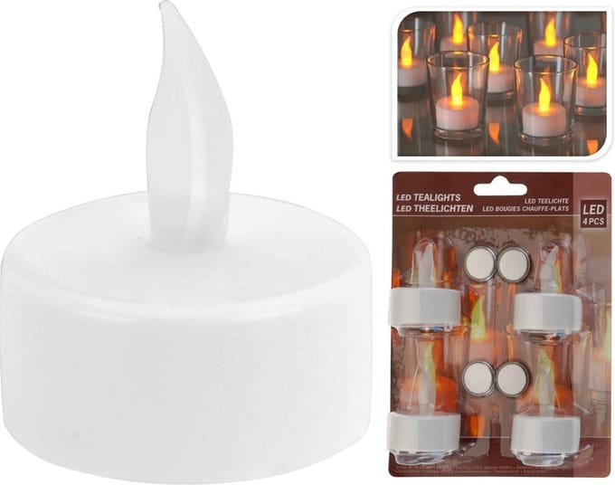 5 stuks Set van artikelen theelicht met led set 4stks