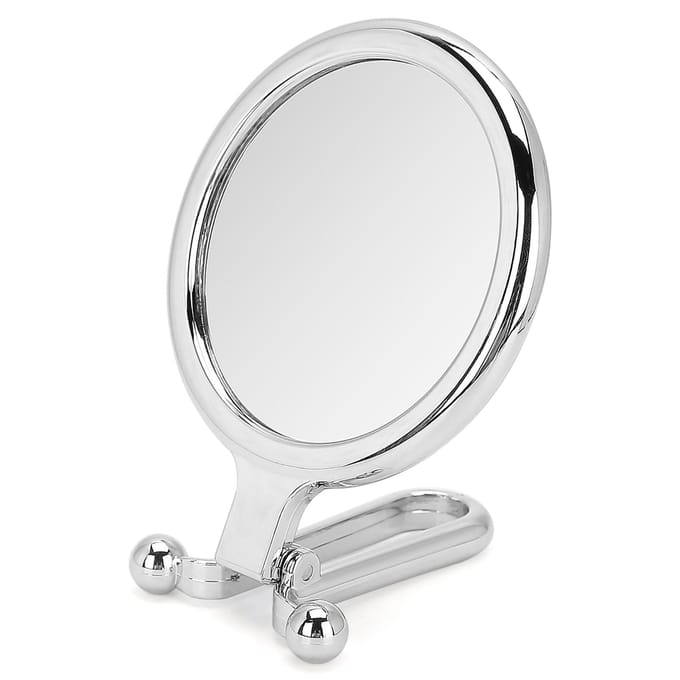 5x Vergrotende Opvouwbare Verstelbare Cosmetische Spiegel Dubbelzijdige Make-upspiegel (Zilver) white