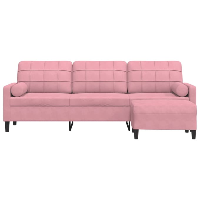 vidaXL - Driezitsbank - met - voetenbank - 210 - cm - fluweel - roze