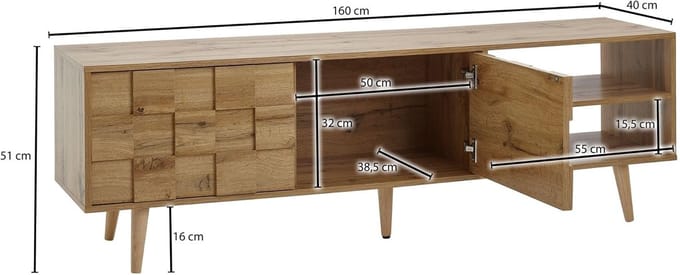 Modern Eiken TV-Commodes Lowboard 160 - Eiken - Lowboard 160 cm – Design - Medahomestore