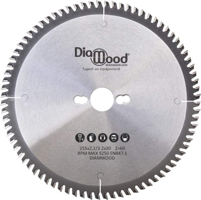 Cirkelzaagblad HM Universeel D 255 mm - Boring: 30 mm, Dikte: 3,2 mm, Z60 voor Hout
