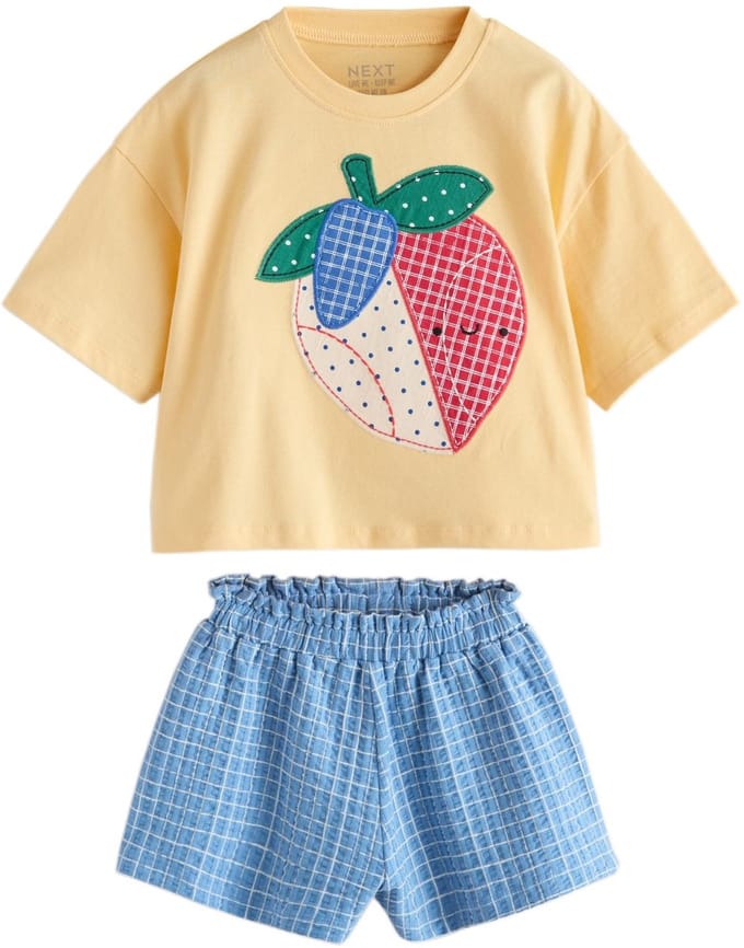 Next - Meisjes - Set van T-shirt en fietsshorts - Geel