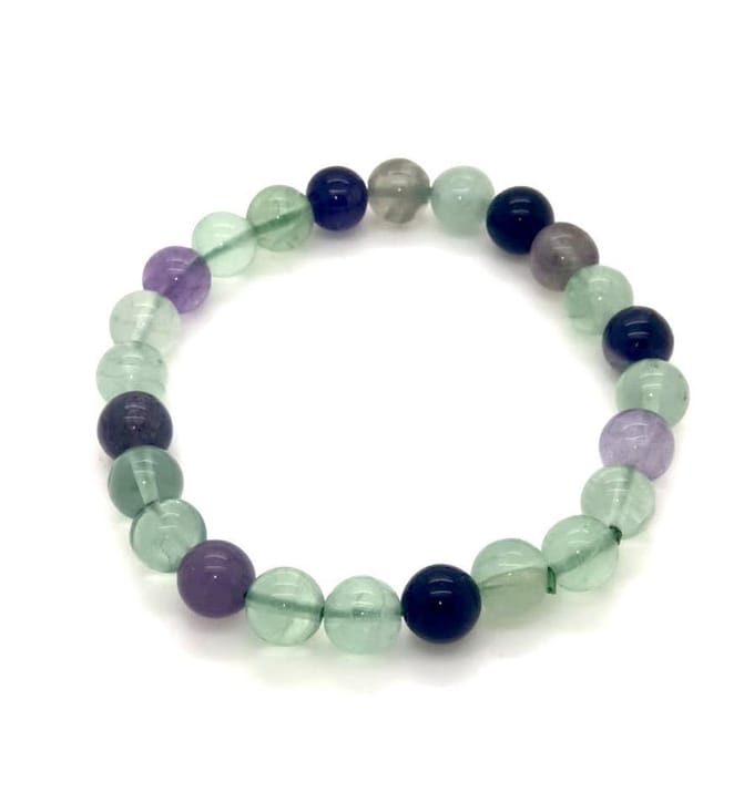 Fluoriet armband - 8 mm - paars groen bescherming en zelfvertrouwen - edelsteen
