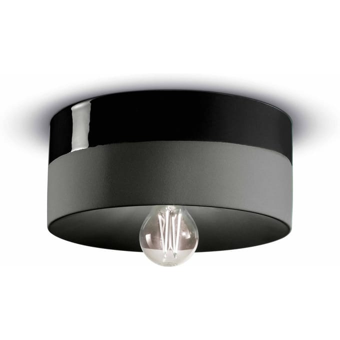 Ferroluce Plafondlamp PI keramiek glanzend/mat Ø25cm zwart