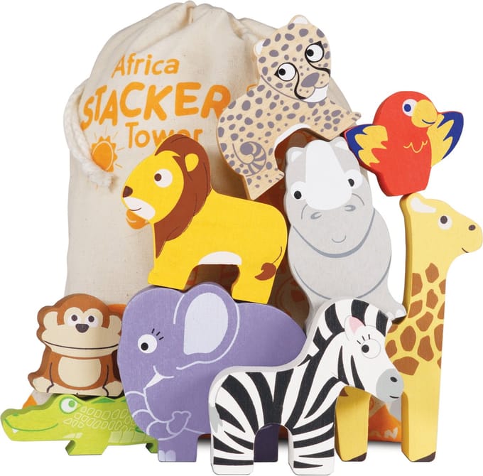 Houten Stapeldieren Safari - Stapelspeelgoed