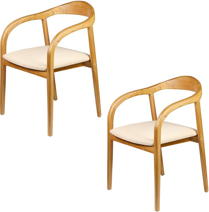 Gestoffeerde stoel - eetstoel eetkamerstoel – eetkamer stoelen voor eettafel - hout beige