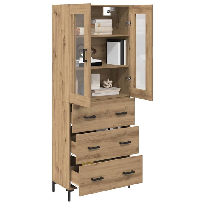 vidaXL - Highboard - 2 - st - Artisan - Eiken - 69,5 - x - 34 - x - 180 - cm - Bewerkt - hout