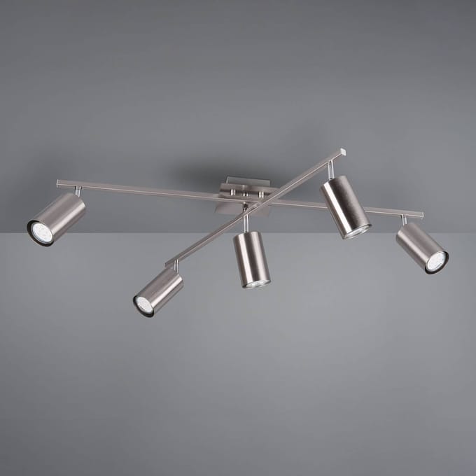 Trio Lighting Marley plafondspot, mat nikkel 5-lamps