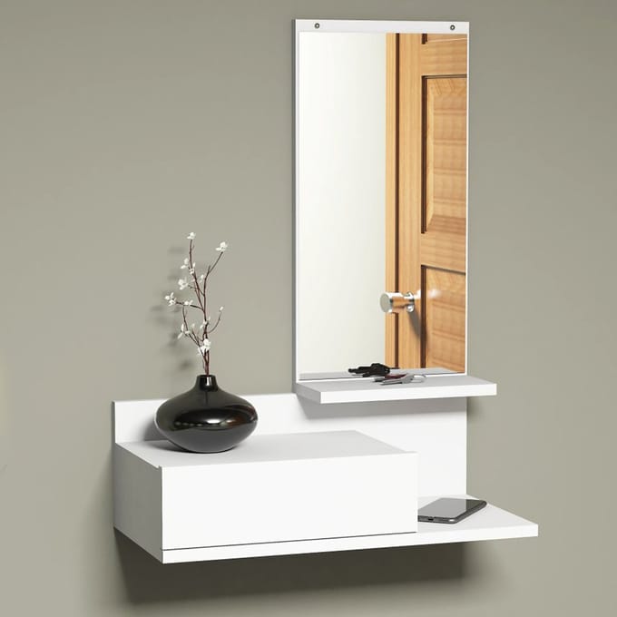 Wandplank met spiegel Gundsø wit