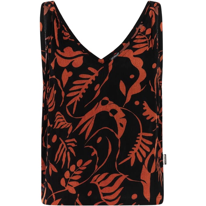 Protest PRTCrazy - Spaghetti top Dames - Spaghetti bandjes - V hals - Loose fit - Bruin