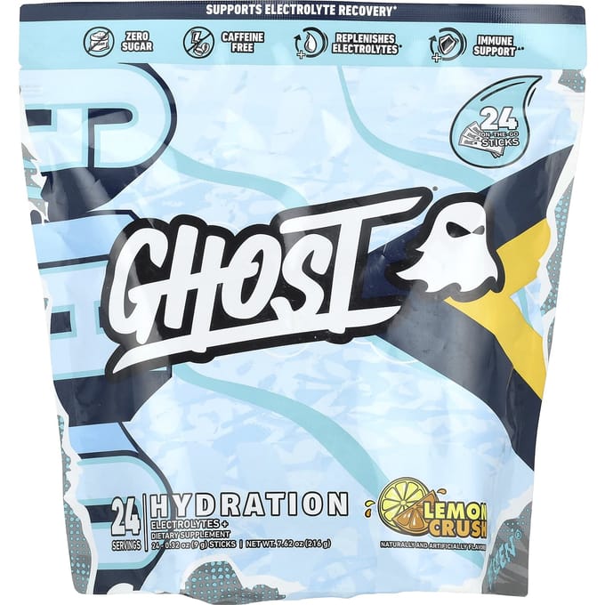 Ghost, Hydratatie, Citroen Crush, 24 sachets, 9 g (0,32 ons) elk