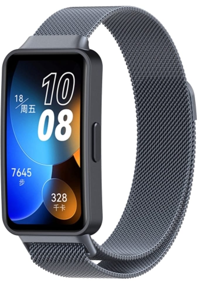 By Qubix - Milanese bandje - Space grey - geschikt voor Huawei Band 10 / 9 / 8