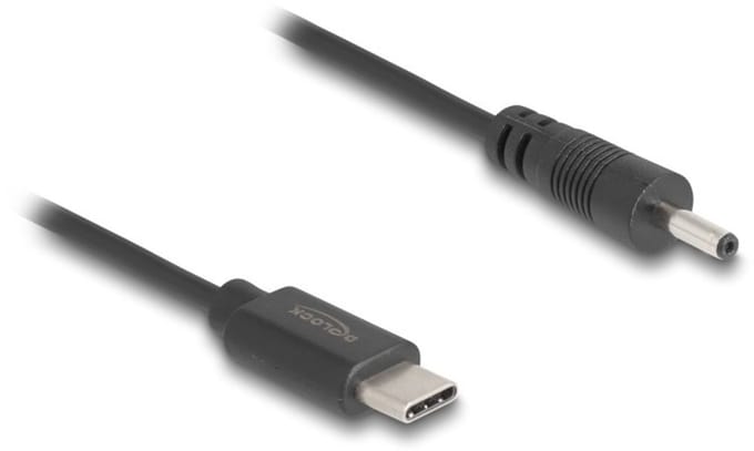 USB-C - DC plug kabel | 3,0 x 1,0mm | kabel | max. 5V/0,7A (3,5W) | zwart | 0,25 meter