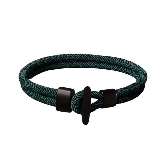 Nivard Armband - Staal - Nep Zilver - Dames - Donkergroen