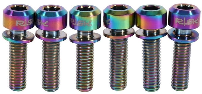 6x M5x18mm Titanium Fiets Stuurpen Schroeven met Sluitringen - Lichtgewicht Fietsaccessoires