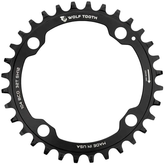 Wolf Tooth Shimano 12s 104 Bcd Kettingblad Zwart 36t