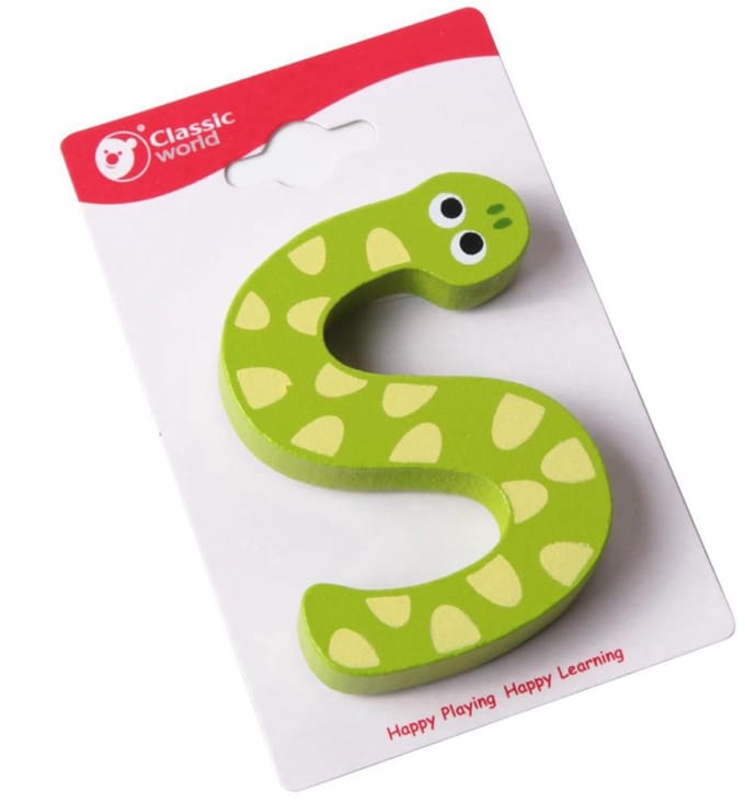Klassieke wereld houten letter S - UNI