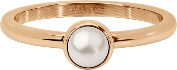 Quiges Stapelring Dames - Vulring - RVS Roségoudkleurig met Kunstparel - Maat 21 - Hoogte 2mm