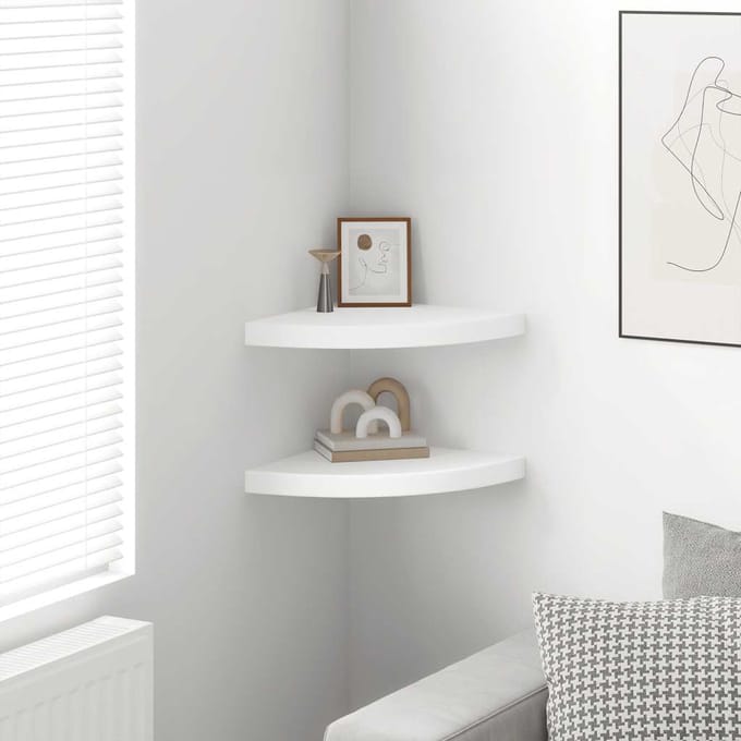 vidaXL - Zwevende - hoekplanken - 2 - st - wit - 35x35x3,8 - cm - MDF