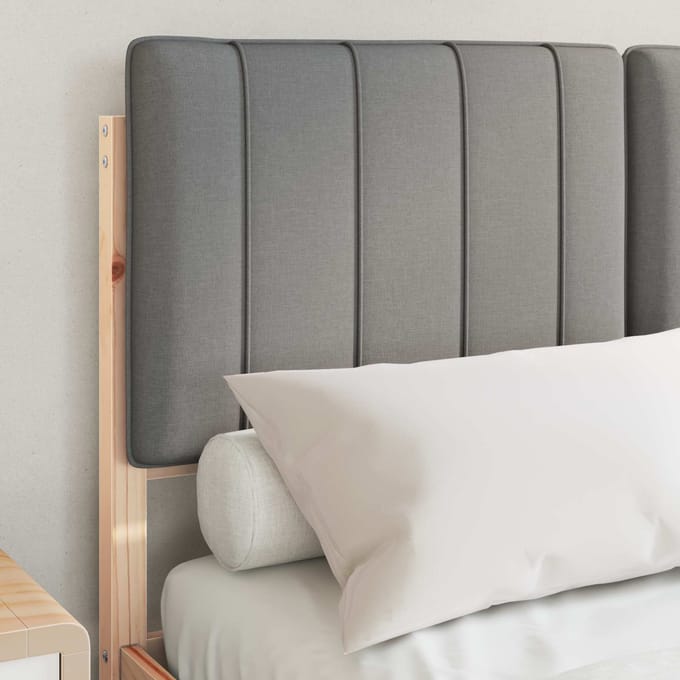 vidaXL - Bedframe - met - Gevoerde - Hoofdbord - Lichtgrijs - 120 - x - 190 - cm
