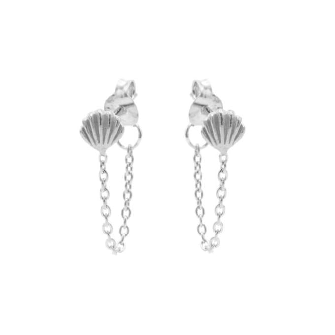 Karma chain oorbel shell zilver M2931