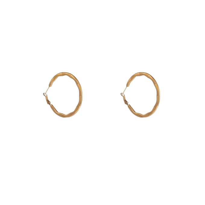 Go Dutch Label Oorringen Dented Hollow Hoop - 50mm Goudkleurig