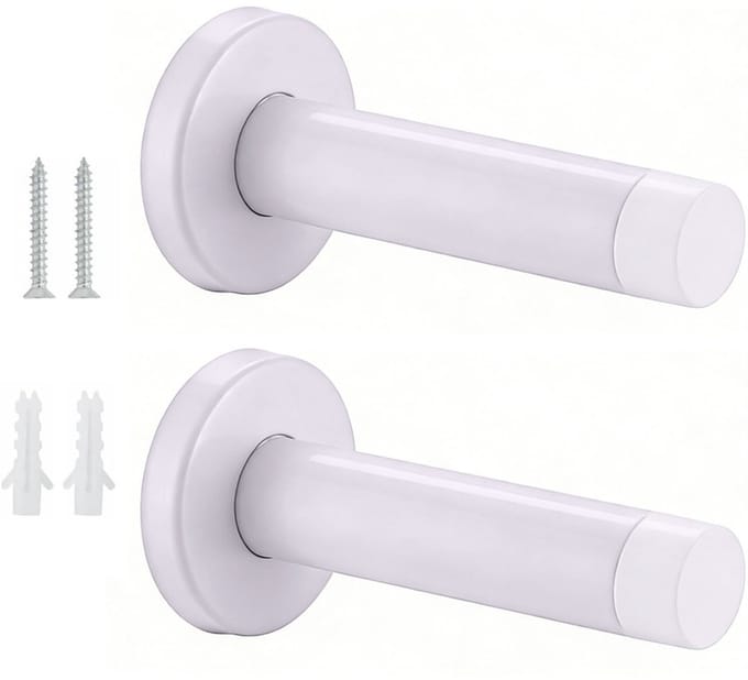 Robuuste deurstoppers - Set van twee - Wit - Roestvrijstalen deurstoppers - Voor het beschermen van plinten- 90*50 mm