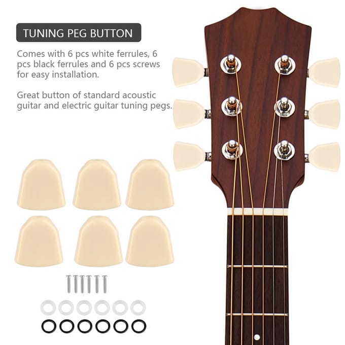 Jeu de 6 Pièces Mécaniques Boutons Acryliques pour Guitare(Beige) beige