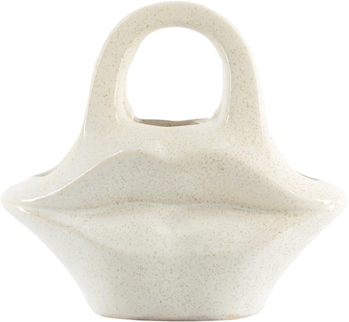 HomeBound by KY | Aardewerk vaas lips beige | bloemenvaas | 21x8x18,5cm
