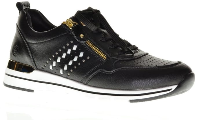 Remonte Zwarte Trendy Sneaker Veter Rits maat 40