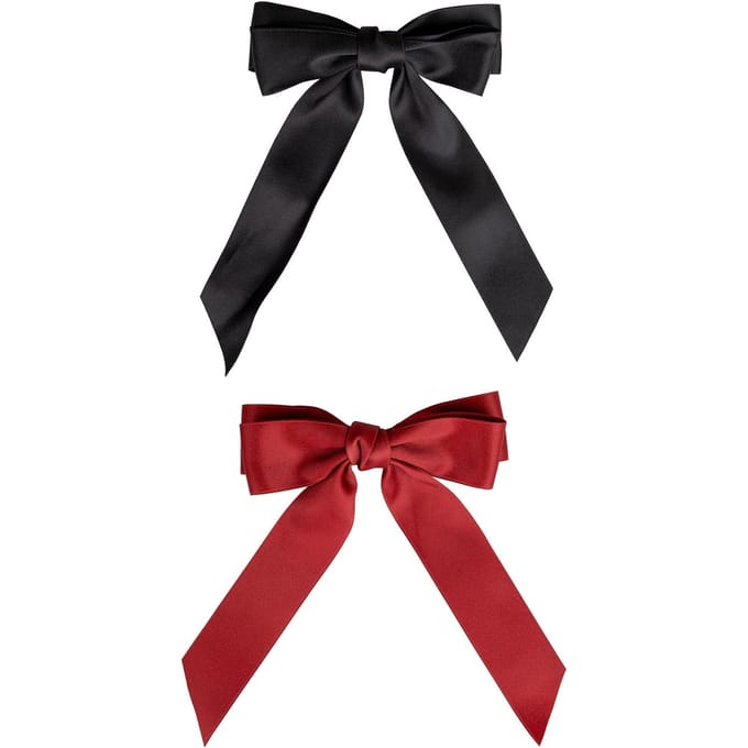 brushworks Satin Hair Bow Duo Red &amp; Black 2 st