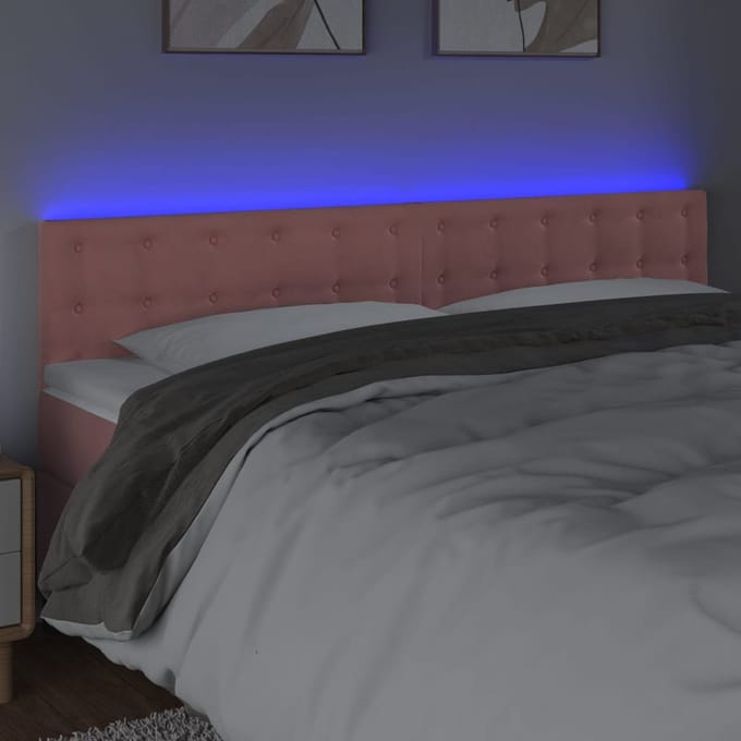 vidaXL - Hoofdbord - LED - 160x5x78/88 - cm - fluweel - roze