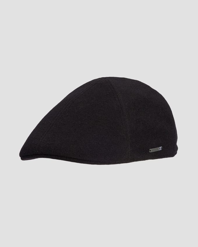 Stetson Flat Cap Texas Oorkleppen| Zwart Wool Cashmere EF Maat 55