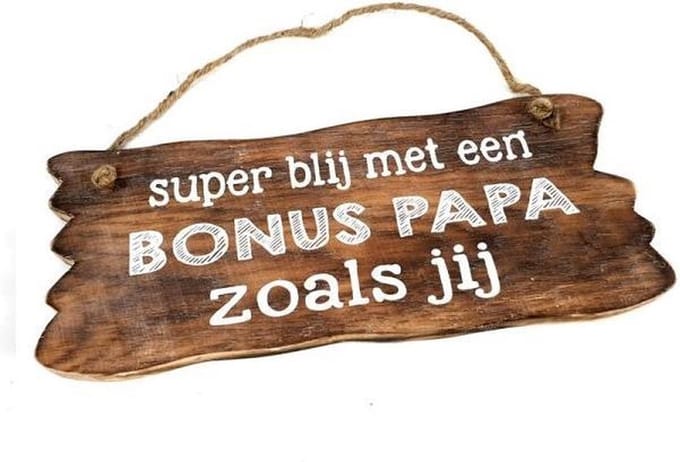 Tekstbord 12x30cm bonus papa - Naturel