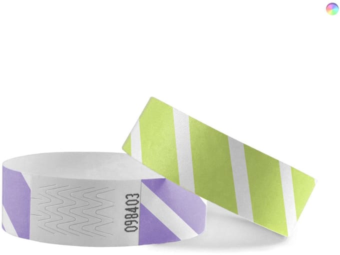 CombiCraft Blanco Tyvek gestreepte polsbandjes kleurenmix - 100 stuks