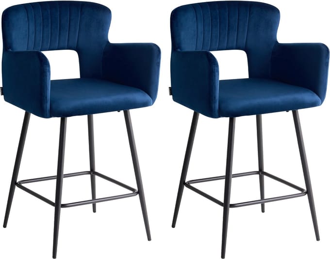 SANILAC - Barkruk set van 2 - Marineblauw - Fluweel