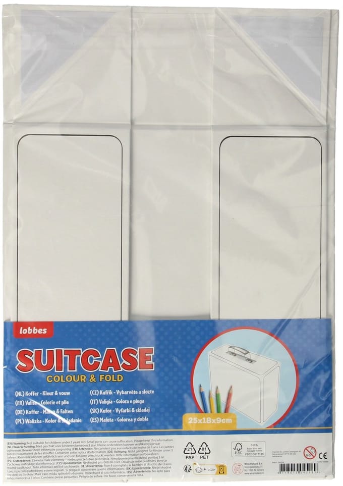 Wins Holland koffertje knutselen blanco papier FSC handvat.