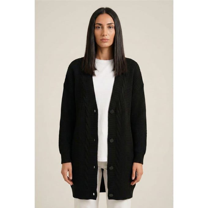Geknoopte V-hals Jacquard Cardigan