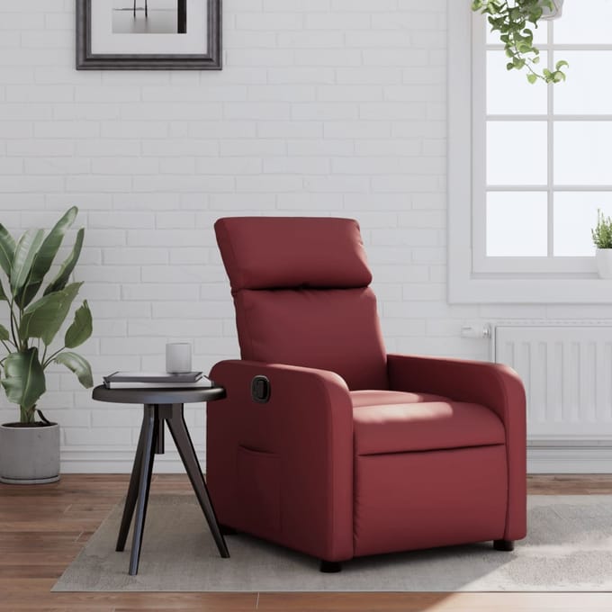 vidaXL - Fauteuil - verstelbaar - kunstleer - wijnrood