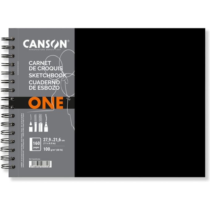 Schetsboek Canson Art Book One spiraalgebonden 160vel 100gr 279x216mm wit